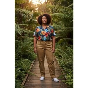 Eddie Bauer New Legendwash Stretch Curvy Straight Khaki Pants Size 24W